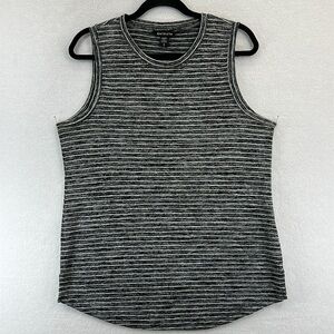 Athleta Women’s Tank / Tee Sz L Black & White Stripe Modal/Polyester EUC